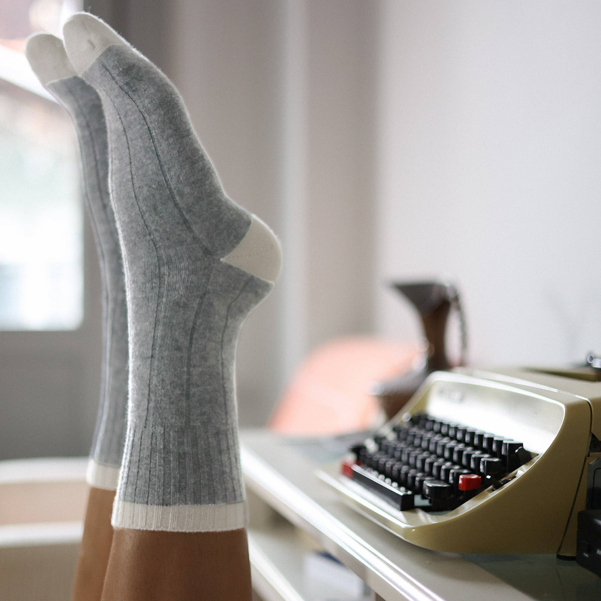 PREMIUM SOCKS | Merino wool dusty grey & white 36-40