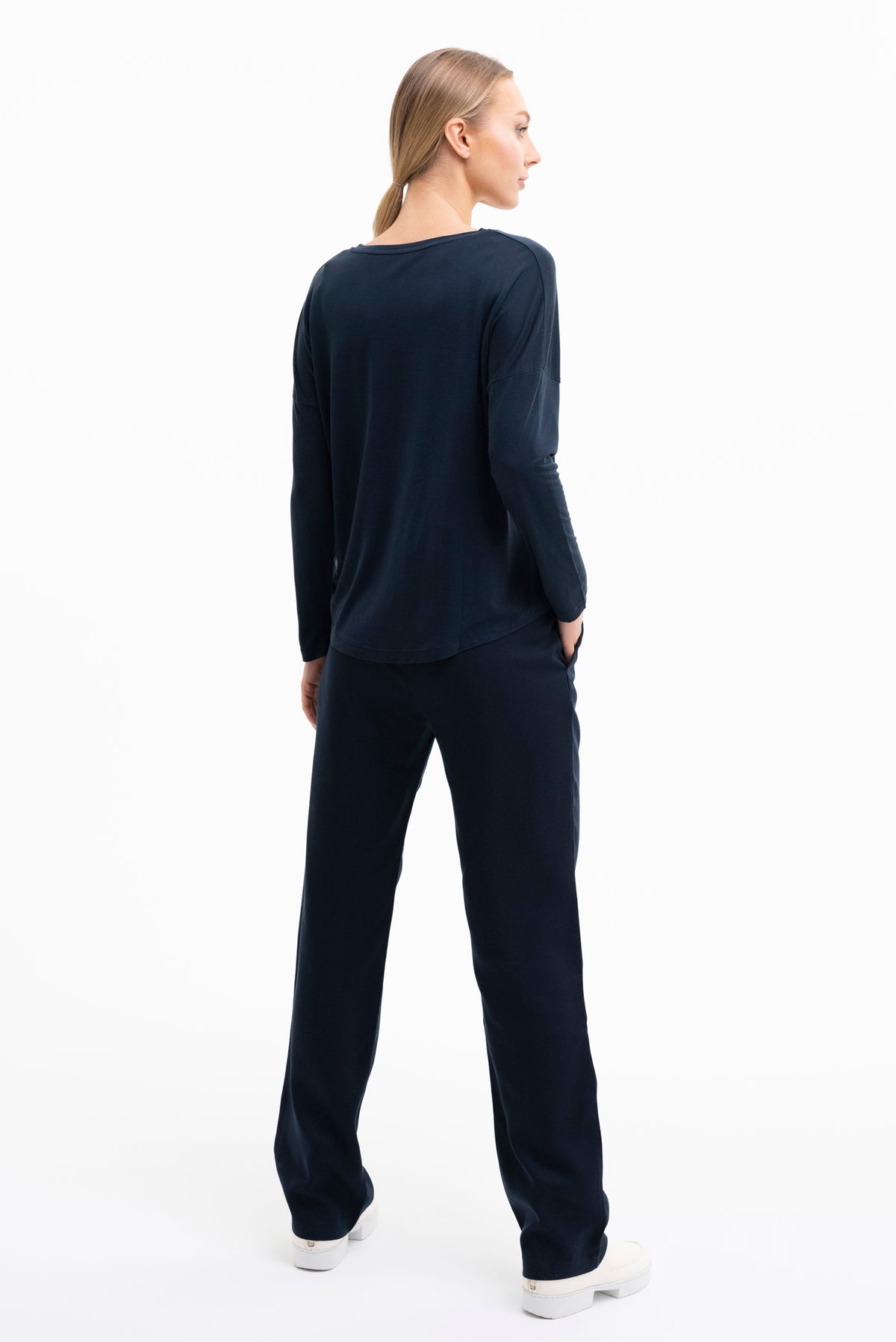 PREMIUM LONGSLEEVE LOOSE FIT | Tencel™ (Lyocell) cream & midnight blue