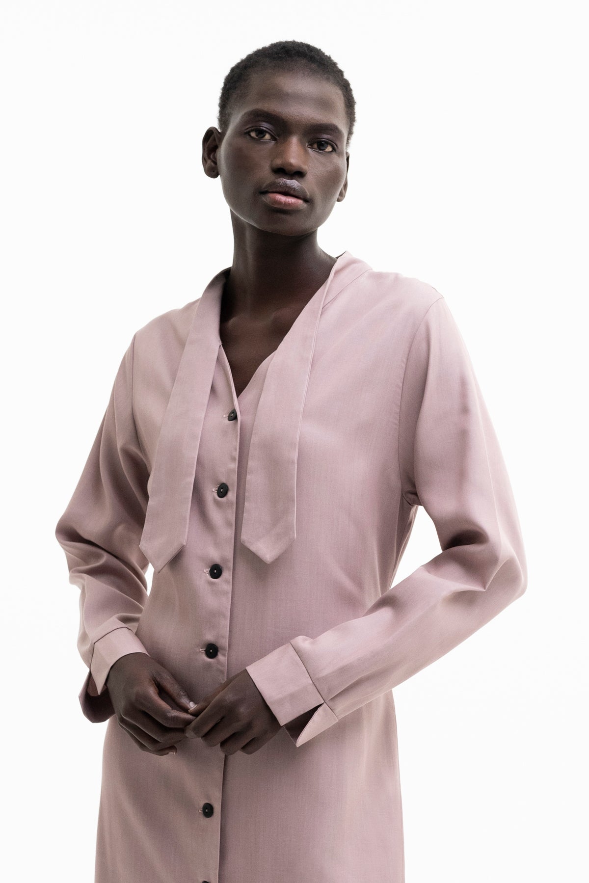 MAXI SHIRT DRESS tencel old rose