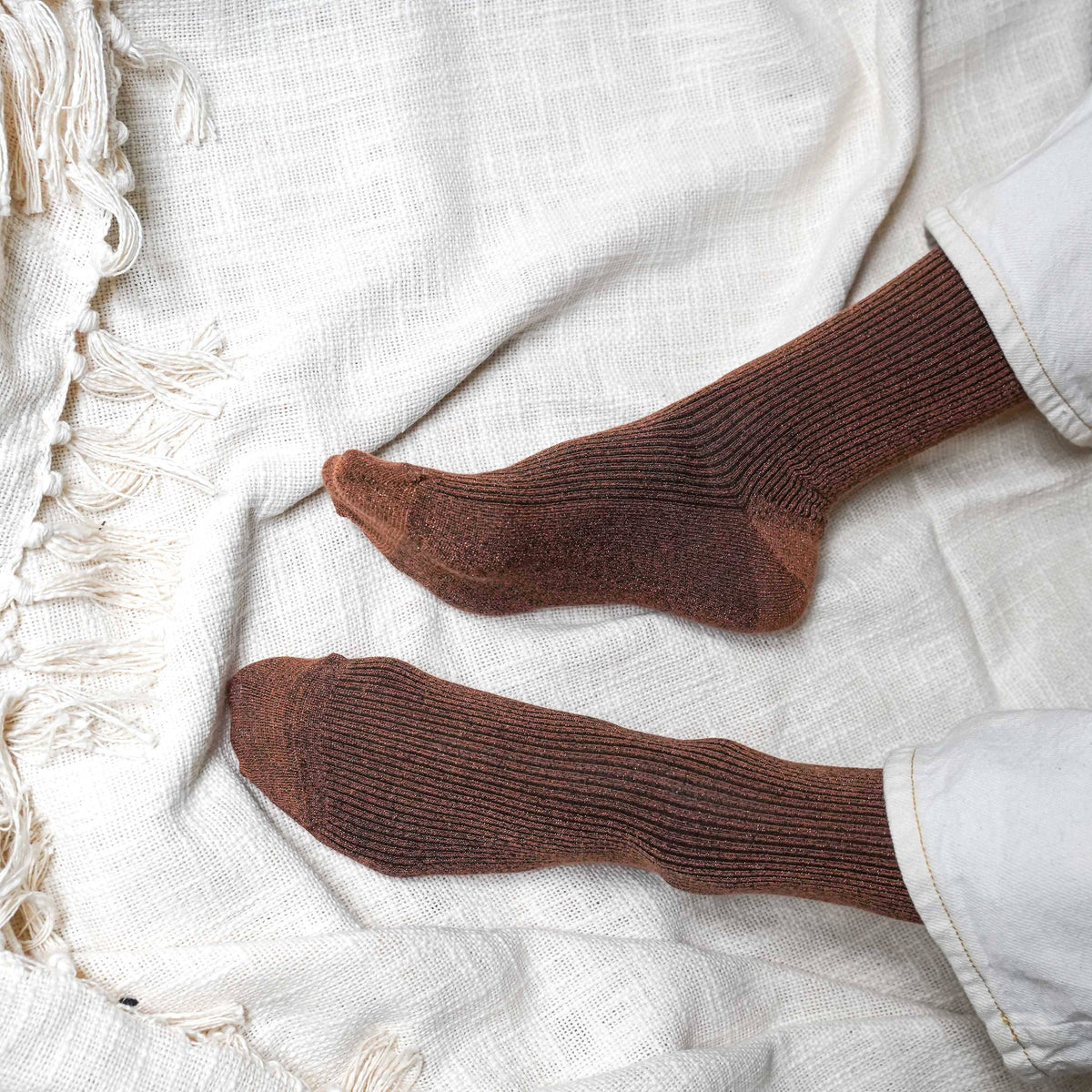 SPARKLING SOCKS | bamboo lyocell caramel brown