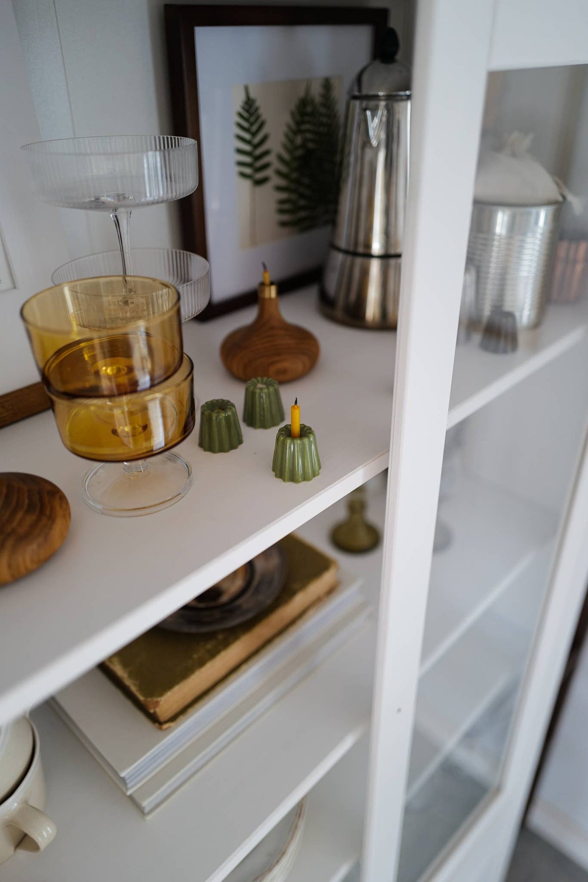 CANELÉS CANDLE HOLDER | Porcelain melange green mini