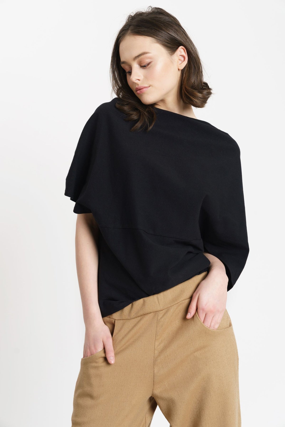 DRAPED BLOUSE |  Tencel™ (Lyocell) black