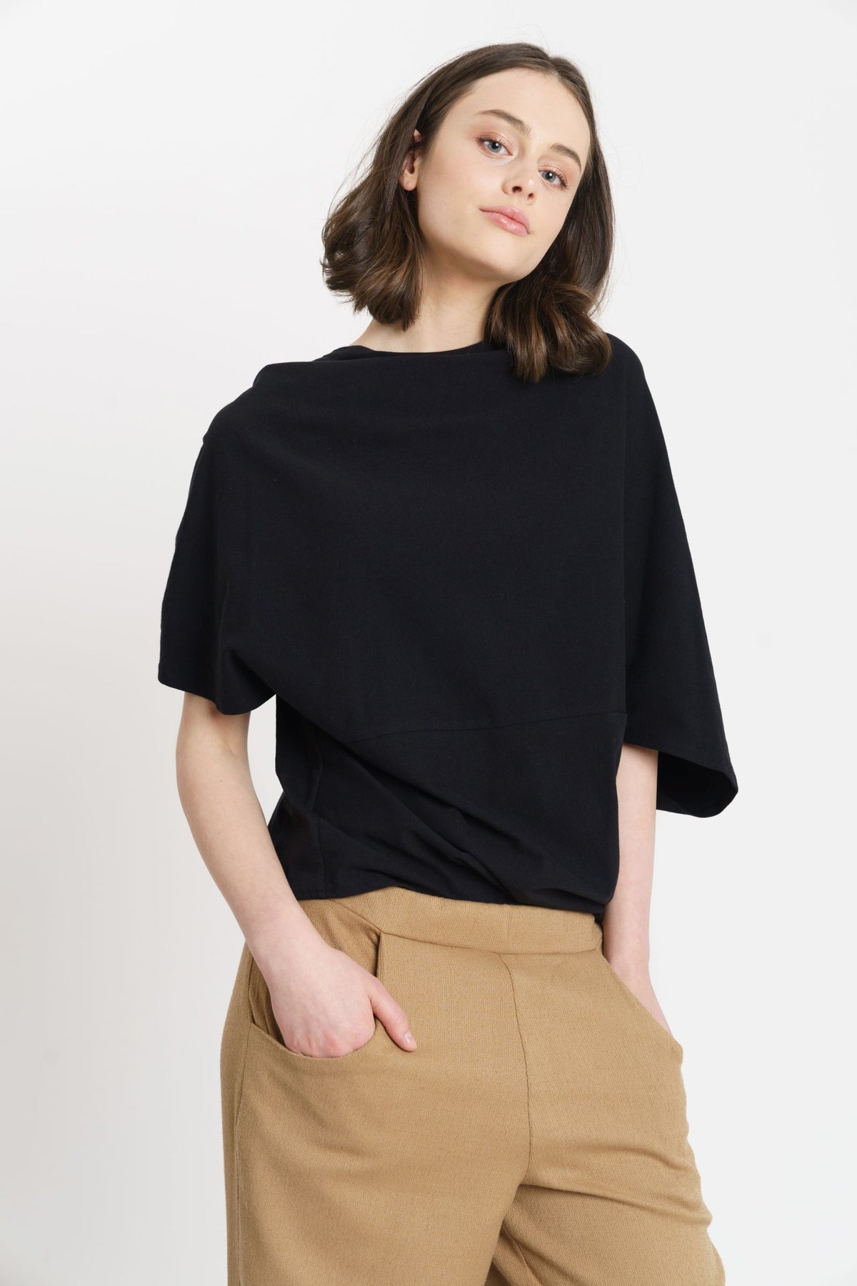 DRAPED BLOUSE |  Tencel™ (Lyocell) black