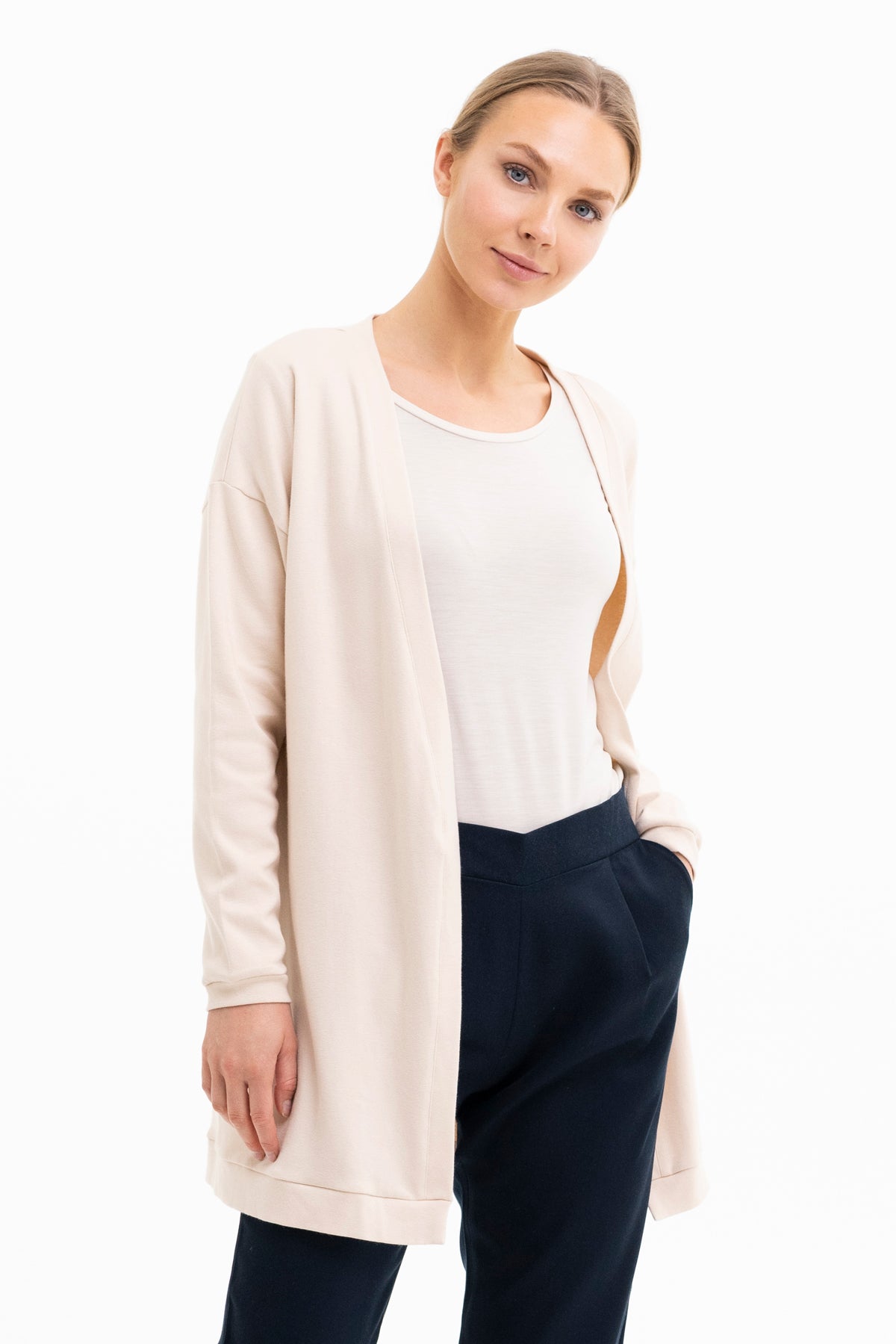 BELTED CARDIGAN | cotton-wool cream