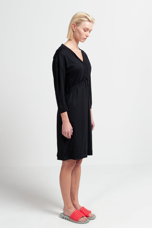 RIBBEN DRESS | Merino wool SeaCell  black