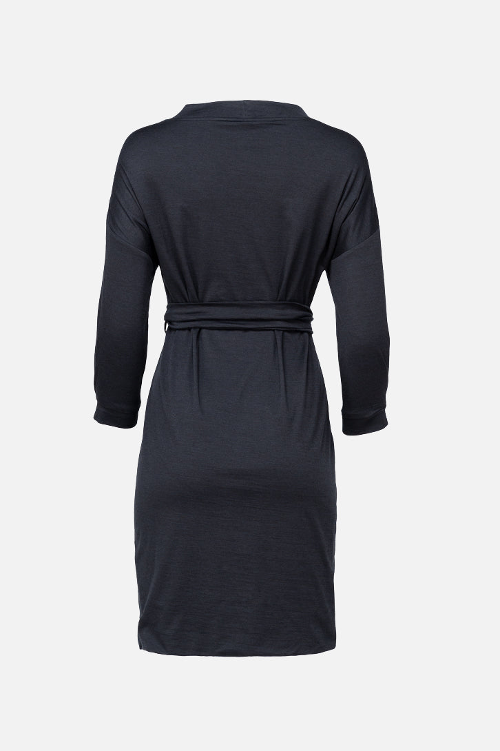 RIBBEN DRESS | Merino wool SeaCell  black
