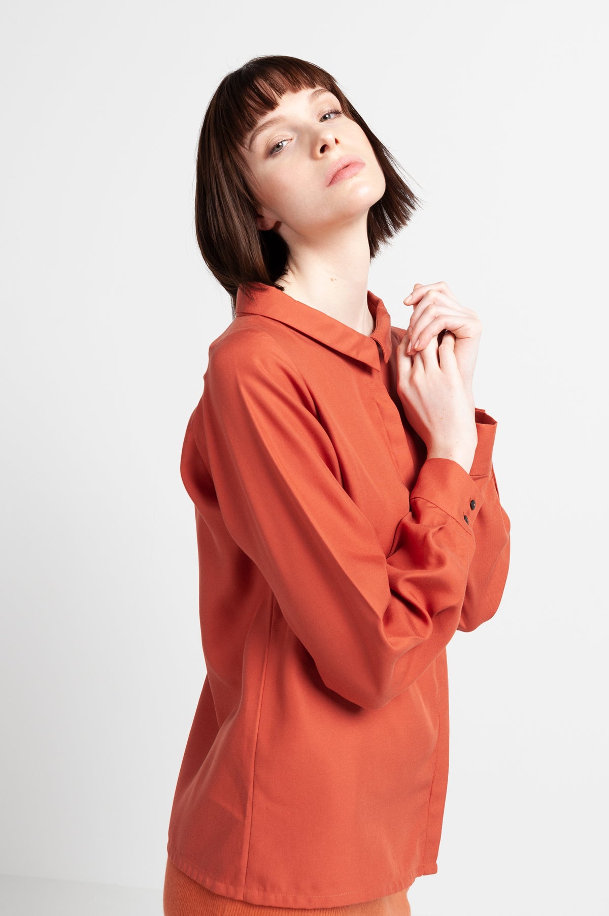 BLOUSE U-BOAT NECKLINE |  Tencel™ (Lyocell) rust