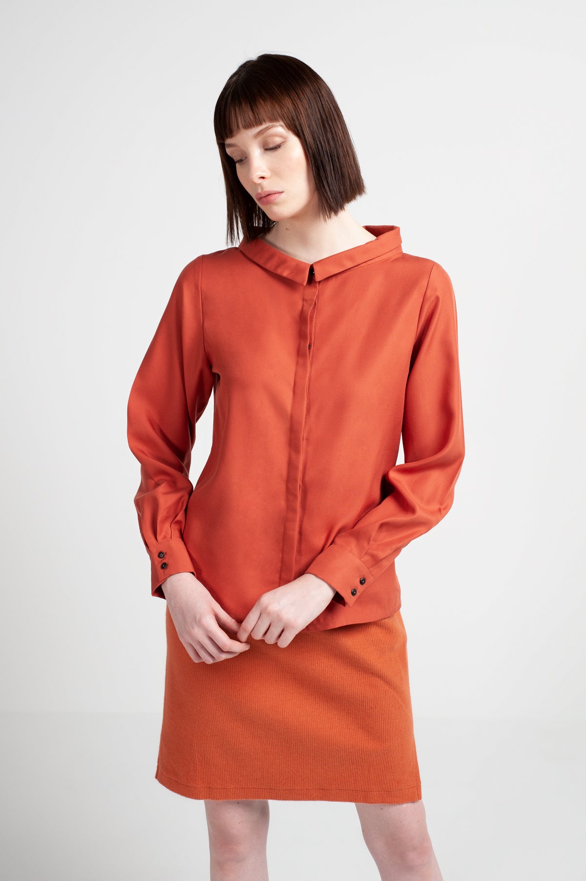 BLOUSE U-BOAT NECKLINE |  Tencel™ (Lyocell) rust