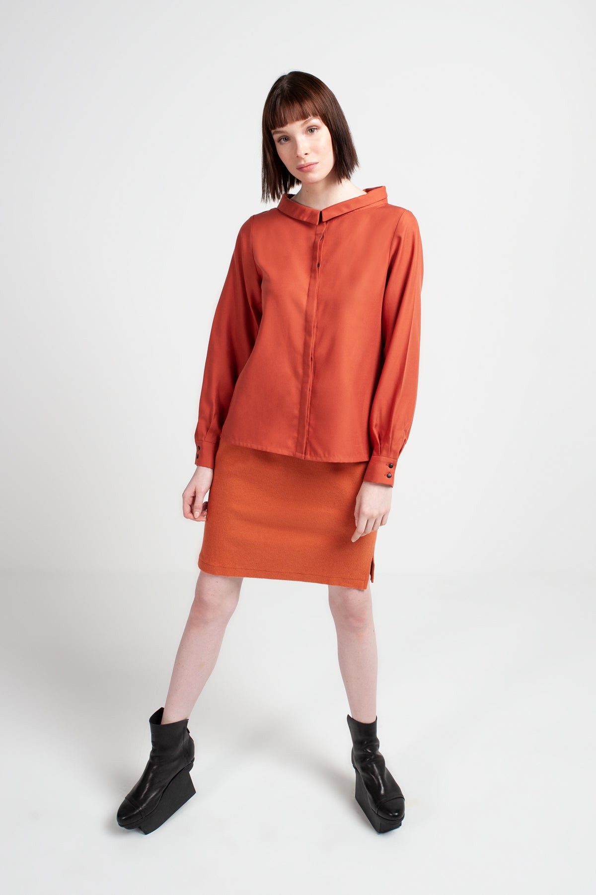 BLOUSE U-BOAT NECKLINE |  Tencel™ (Lyocell) rust