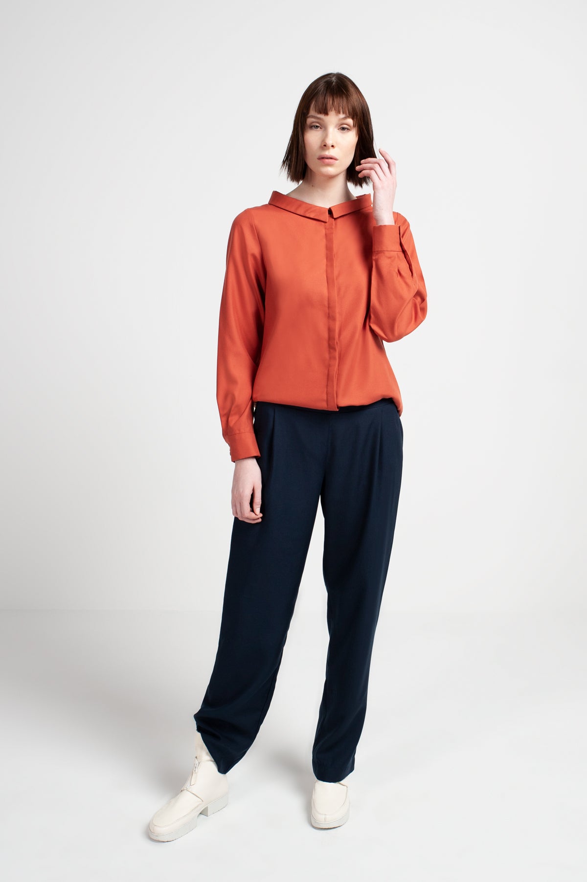 BLOUSE U-BOAT NECKLINE |  Tencel™ (Lyocell) rust