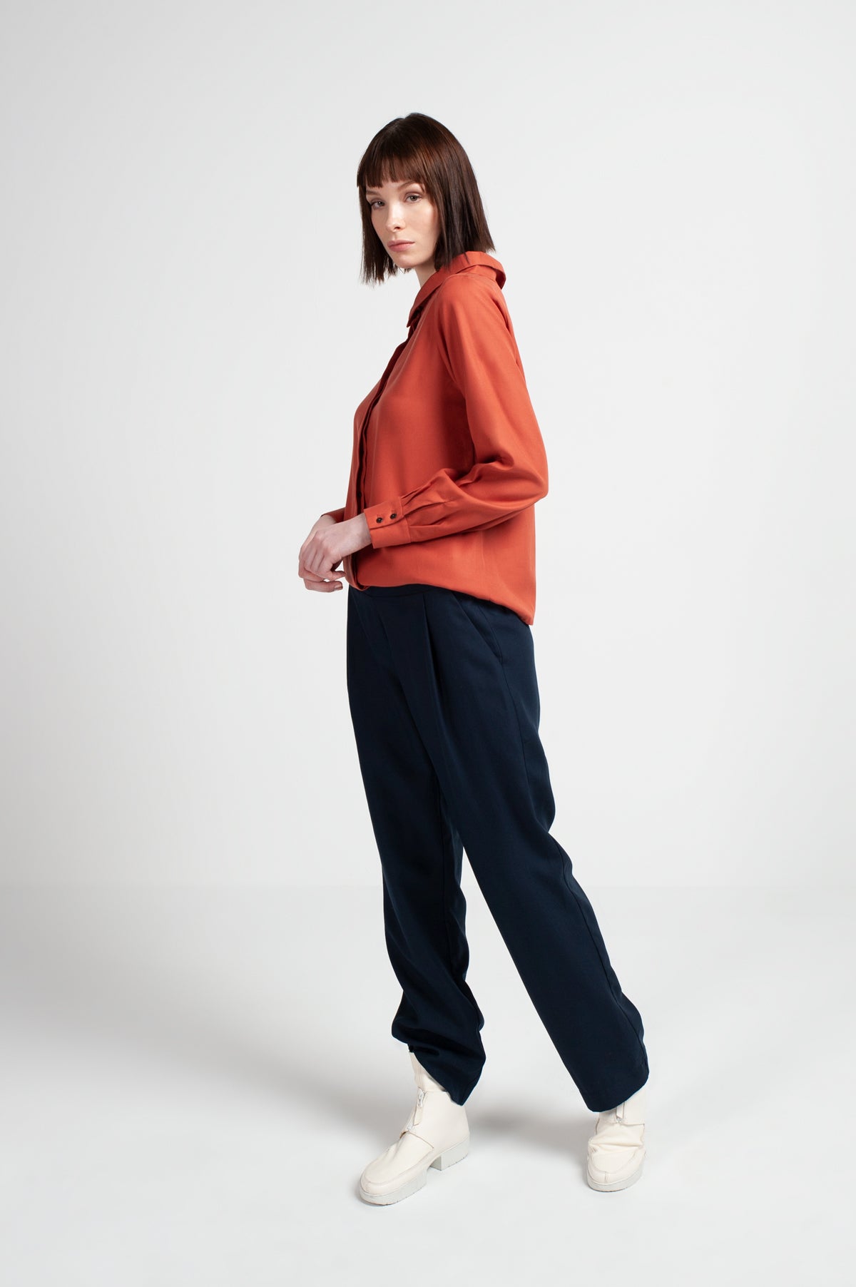 BLOUSE U-BOAT NECKLINE |  Tencel™ (Lyocell) rust