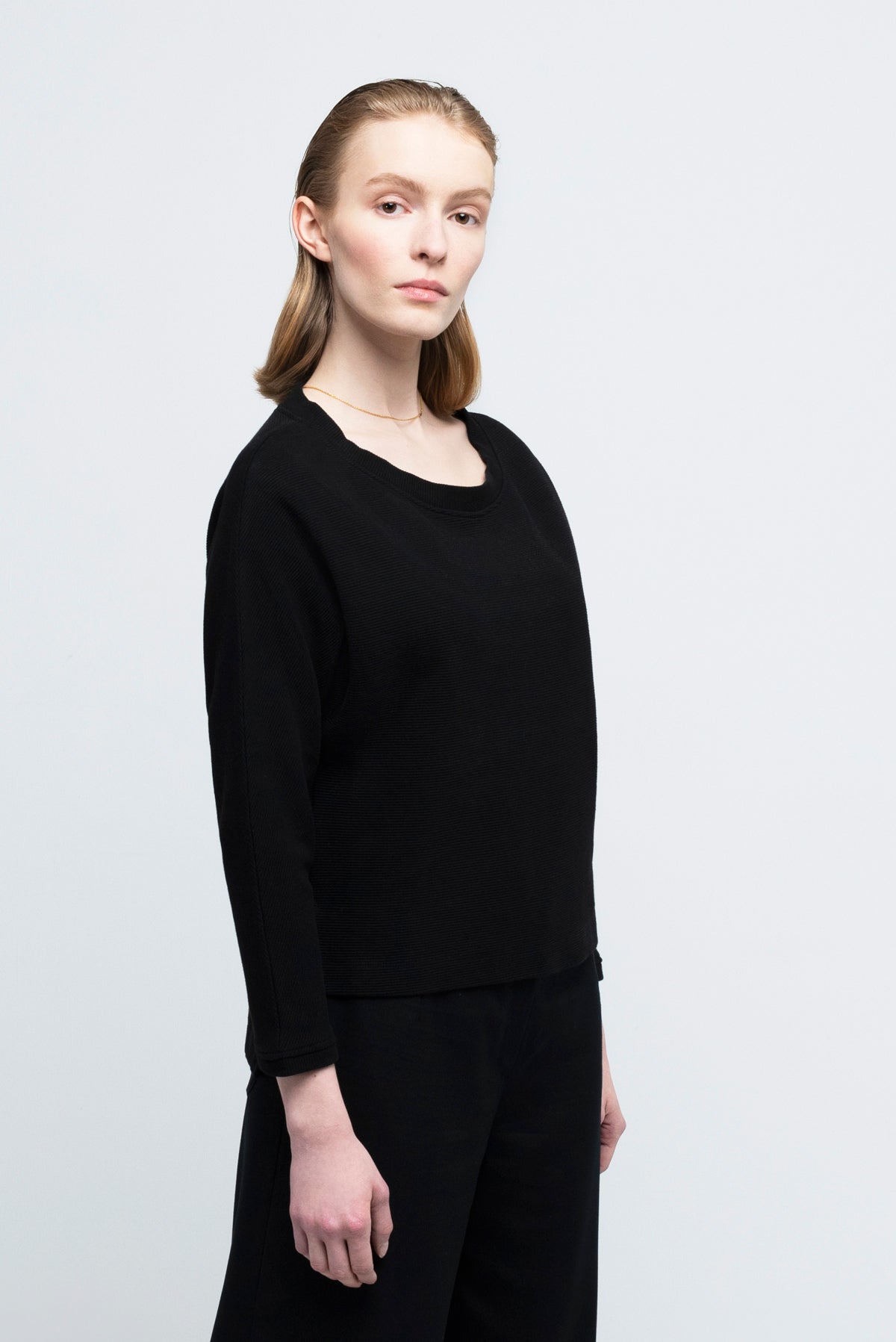 CROPPED SWEATER | cotton rib black