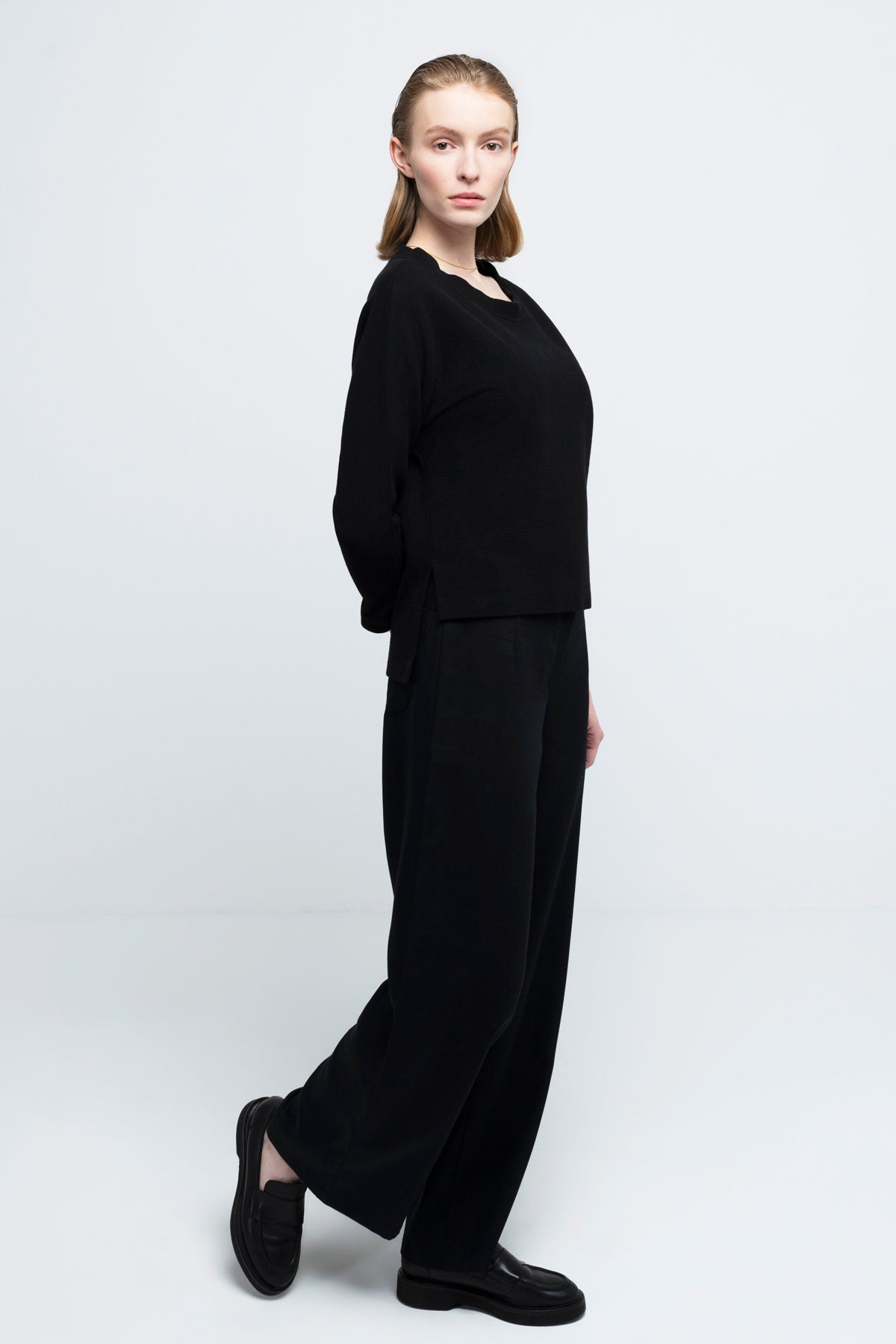 CROPPED SWEATER | cotton rib black