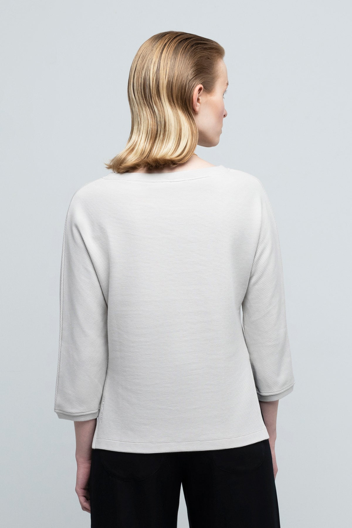 CROPPED SWEATER cotton rib pearl grey