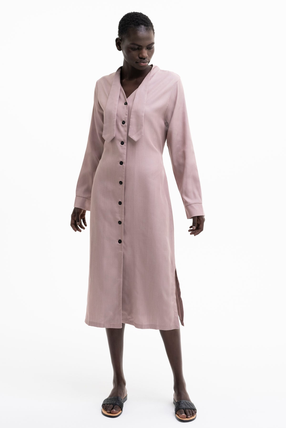 MAXI SHIRT DRESS tencel old rose