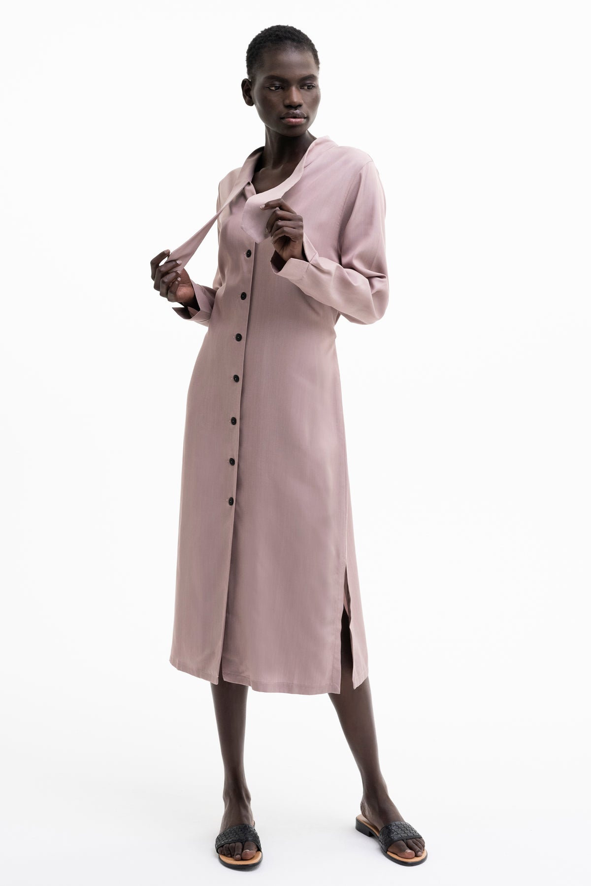 MAXI SHIRT DRESS tencel old rose
