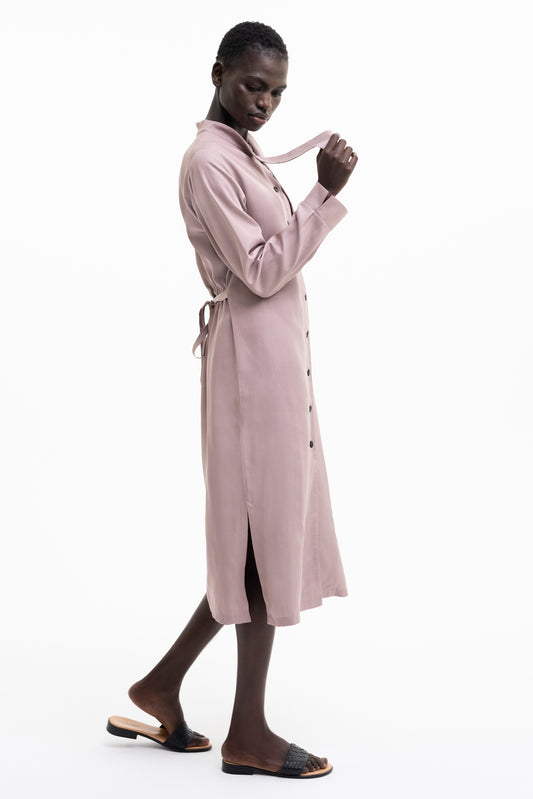 MAXI SHIRT DRESS tencel old rose