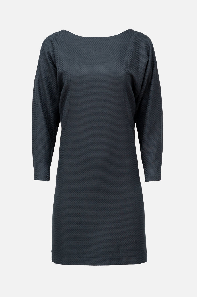 BATWING SLEEVE DRESS | cotton structure black