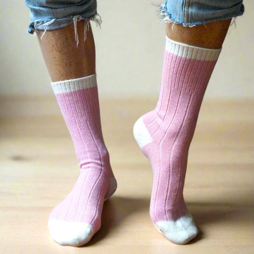PREMIUM SOCKS | Merino wool pastel pink & white 36-40