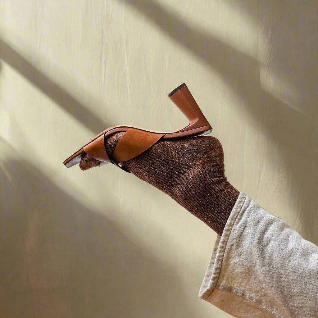 SPARKLING SOCKS | bamboo lyocell caramel brown